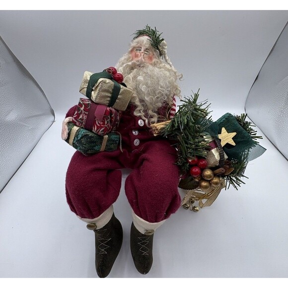 Vintage Father Christmas Santa Claus Shelf Sitter Handmade - Picture 1 of 10